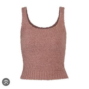 Skims cozy knit tank and pants in rose clay